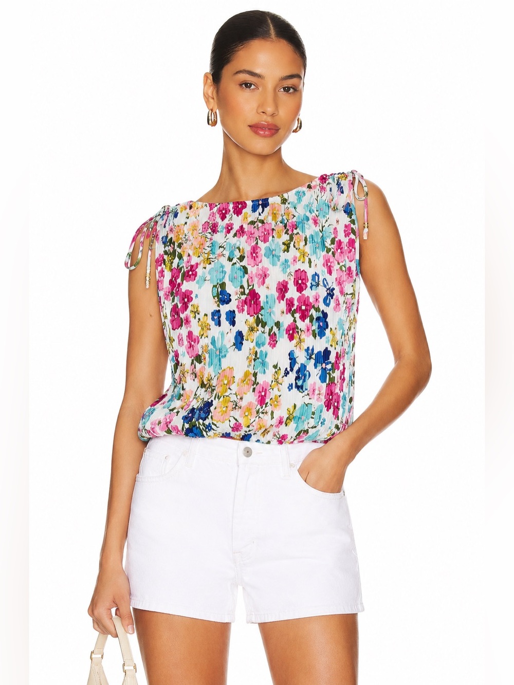 Marc New York by Andrew Marc Floral Pleated Sleeveless Blouse – Size Small